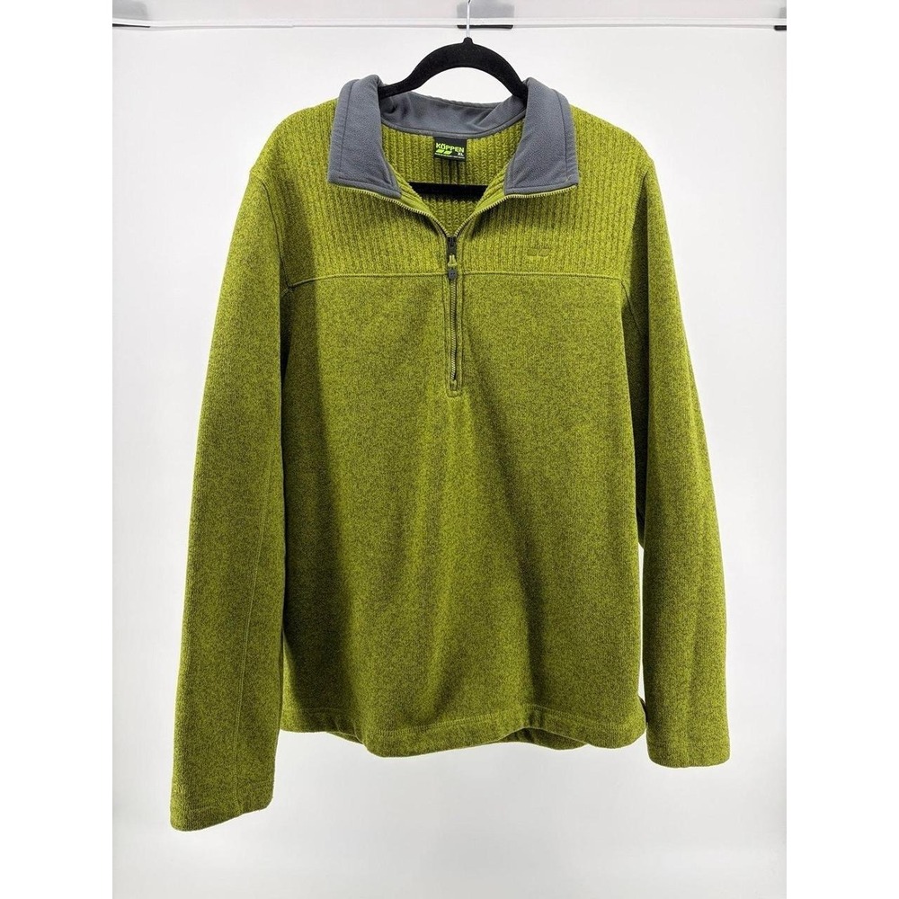 Koppen 1/4 Zip Fleece, Lined Ski Pullover, Lime/Olive Green, Men's‎ Size X-Large